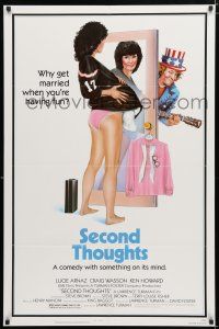 1k659 SECOND THOUGHTS 1sh '83 wacky Drew Struzan art of Lucie Arnaz with pillows under her shirt!