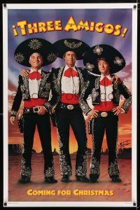 1k764 THREE AMIGOS teaser 1sh '86 best portrait of Chevy Chase, Steve Martin & Martin Short!