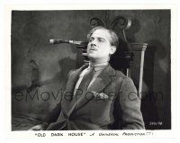 1m692 OLD DARK HOUSE 8x10.25 still '32 c/u of Melvyn Douglas in chair with knife by his head!