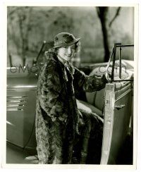 1m694 OLIVIA DE HAVILLAND 8.25x10 still '30s c/u in fur coat w/cool convertible car by Elmer Fryer!