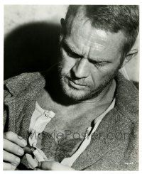 1m709 PAPILLON 8x10 still '73 close up of tattooed prisoner Steve McQueen with his hidden money!