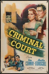 1p195 CRIMINAL COURT style A 1sh '46 Tom Conway, Martha O'Driscoll, directed by Robert Wise!