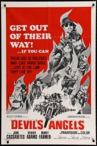 1p232 DEVIL'S ANGELS 1sh '67 Corman, Cassavetes, their god is violence, lust the law they live by!