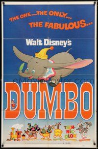 1p255 DUMBO 1sh R72 colorful art from Walt Disney circus elephant classic!