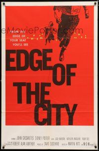 1p260 EDGE OF THE CITY 1sh '57 John Cassavetes, Sidney Poitier, cool art by Saul Bass!