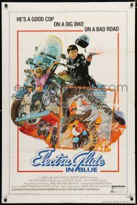 1p262 ELECTRA GLIDE IN BLUE style B 1sh '73 cool art of motorcycle cop Robert Blake!