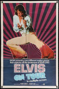 1p263 ELVIS ON TOUR int'l 1sh '72 classic artwork of Elvis Presley singing into microphone!