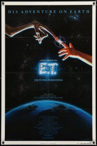 1p257 E.T. THE EXTRA TERRESTRIAL 1sh '82 Drew Barrymore, Steven Spielberg classic, Alvin art!