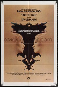 1p282 FACE TO FACE 1sh '76 Ansikte mot ansikte, directed by Ingmar Bergman, Liv Ullmann!