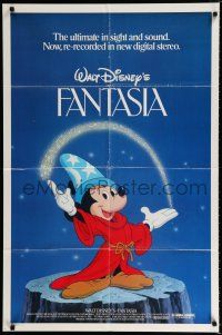 1p284 FANTASIA 1sh R82 great image of Mickey Mouse & others, Disney musical cartoon classic!