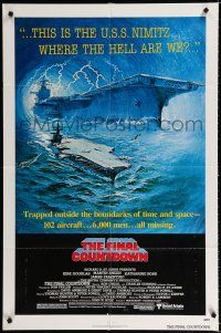 1p296 FINAL COUNTDOWN 1sh '80 cool sci-fi artwork of the U.S.S. Nimitz aircraft carrier!