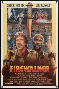 1p302 FIREWALKER 1sh '86 J.D. artwork of explorers Chuck Norris & Lou Gossett!