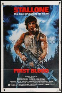 1p303 FIRST BLOOD 1sh '82 artwork of Sylvester Stallone as John Rambo by Drew Struzan!