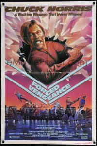 1p311 FORCED VENGEANCE 1sh '82 Chuck Norris is a walking weapon that never misses, Gleason art!