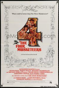 1p316 FOUR MUSKETEERS 1sh '75 Raquel Welch, Oliver Reed, great wacky Jack Rickard art!