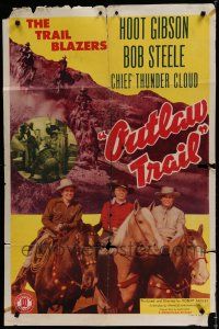 1p645 OUTLAW TRAIL 1sh '44 Hoot Gibson, Bob Steele, Chief Thundercloud!