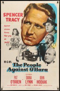 1p656 PEOPLE AGAINST O'HARA 1sh '51 Spencer Tracy against sinister forces that prey on youth!