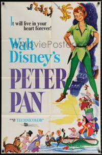 1p659 PETER PAN 1sh R76 Walt Disney animated cartoon fantasy classic, great full-length art!