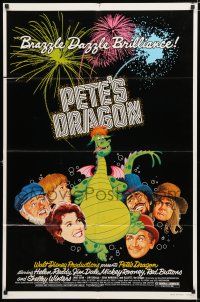 1p660 PETE'S DRAGON 1sh '77 Walt Disney animation/live action, colorful art of Elliott!