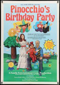 1p666 PINOCCHIO'S BIRTHDAY PARTY 1sh '74 artwork of children's characters!