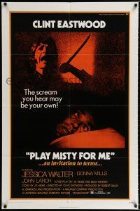 1p669 PLAY MISTY FOR ME 1sh '71 classic Clint Eastwood, Jessica Walter, an invitation to terror!