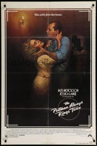 1p676 POSTMAN ALWAYS RINGS TWICE 1sh '81 art of Jack Nicholson & Jessica Lange by Rudy Obrero!