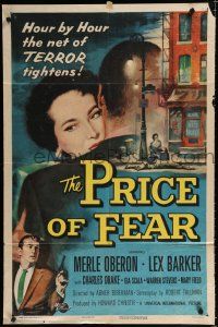 1p684 PRICE OF FEAR 1sh '56 the net of terror tightens on Merle Oberon, now there's no escape!