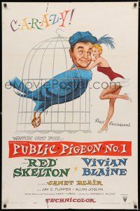 1p690 PUBLIC PIGEON NO 1 1sh '56 great art of Red Skelton as bird in cage & sexy Vivian Blaine!