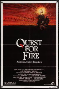 1p692 QUEST FOR FIRE 1sh '82 Rae Dawn Chong, great artwork of prehistoric cavemen!