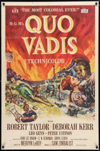 1p695 QUO VADIS 1sh '51 art of Robert Taylor, sexy Deborah Kerr & Peter Ustinov in Ancient Rome!