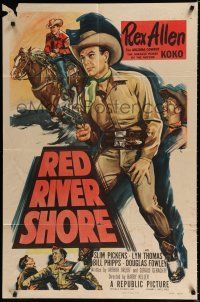 1p709 RED RIVER SHORE 1sh '53 cool full-length artwork of cowboy Rex Allen pointing gun!