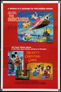 1p716 RESCUERS/MICKEY'S CHRISTMAS CAROL 1sh '83 Disney package for the holiday season!