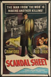 1p758 SCANDAL SHEET 1sh '52 Sam Fuller, Crawford, blackmail, love nesters, kiss & tell killers!