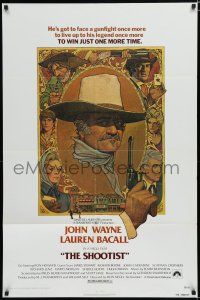 1p775 SHOOTIST 1sh '76 best Richard Amsel artwork of cowboy John Wayne & cast!