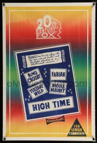 1y543 HIGH TIME Aust 1sh '60 Blake Edwards, Bing Crosby, Fabian, Tuesday Weld, Nicole Maurey!