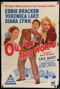 1y619 OUT OF THIS WORLD Aust 1sh '45 Veronica Lake, Eddie Bracken, Diana Lynn, musical!