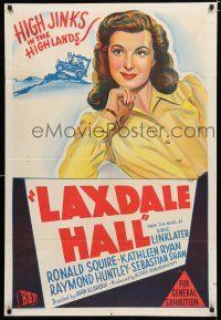 1y645 SCOTCH ON THE ROCKS Aust 1sh '53 Laxdale Hall, art of pretty Kathleen Ryan, high-jinks!