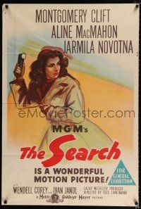 1y646 SEARCH Aust 1sh '48 Fred Zinnemann post-World War II refugee classic, cool art!