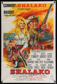 1y649 SHALAKO Aust 1sh '68 great art of Sean Connery as Shalako, sexy Brigitte Bardot!