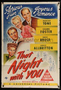 1y667 THAT NIGHT WITH YOU Aust 1sh '45 Franchot Tone, Susanna Foster, David Bruce, Allbritton!