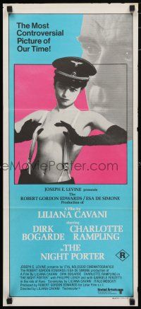 1y851 NIGHT PORTER Aust daybill '74 Il Portiere di notte, Bogarde, sexy topless Charlotte Rampling