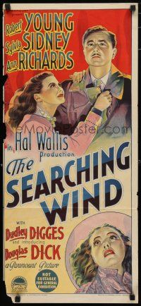 1y908 SEARCHING WIND Aust daybill '46 Richardson Studio art of Ann Richards, Robert Young, Sidney!