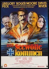 1y418 SEA WOLVES German '80 cool Morf art of Gregory Peck, Roger Moore & David Niven!