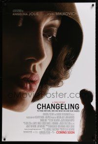 1z166 CHANGELING advance DS 1sh '08 extreme close-up of Angelina Jolie, Clint Eastwood directed!