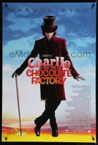 1z168 CHARLIE & THE CHOCOLATE FACTORY July 2005 advance DS 1sh '05 Johnny Depp as Willy Wonka!