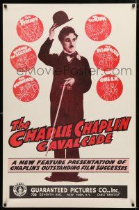 1z169 CHARLIE CHAPLIN CAVALCADE 1sh R40s The Fireman, Behind the Screen, cool art of Chaplin!