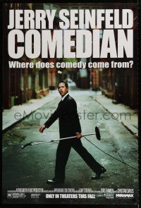 1z181 COMEDIAN advance 1sh '02 great image of Jerry Seinfeld walking across street with microphone!