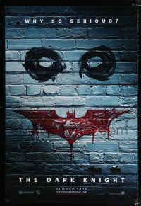 1z206 DARK KNIGHT teaser DS 1sh '08 cool graffiti image of the Joker's face!