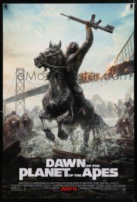 1z212 DAWN OF THE PLANET OF THE APES style C advance DS 1sh '14 great image of ape on horseback!