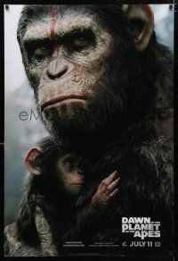 1z211 DAWN OF THE PLANET OF THE APES style B teaser DS 1sh '14 close-up of Caesar w/ his son!